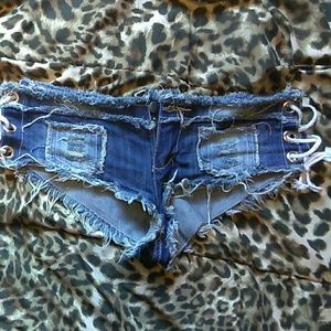 Tie up jean shorts
